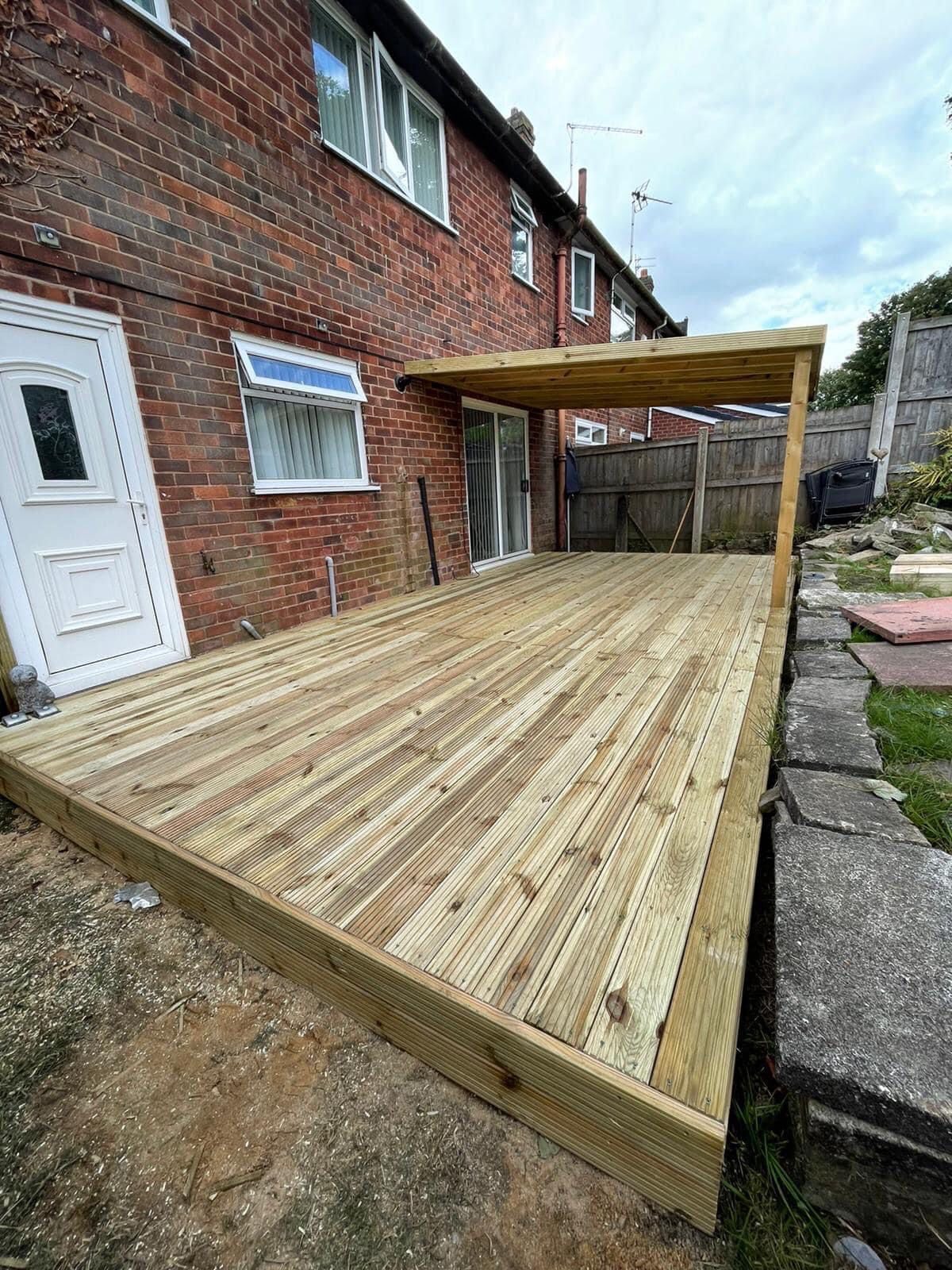 New decking boards fitted on a strong structural framework, Bolton installation